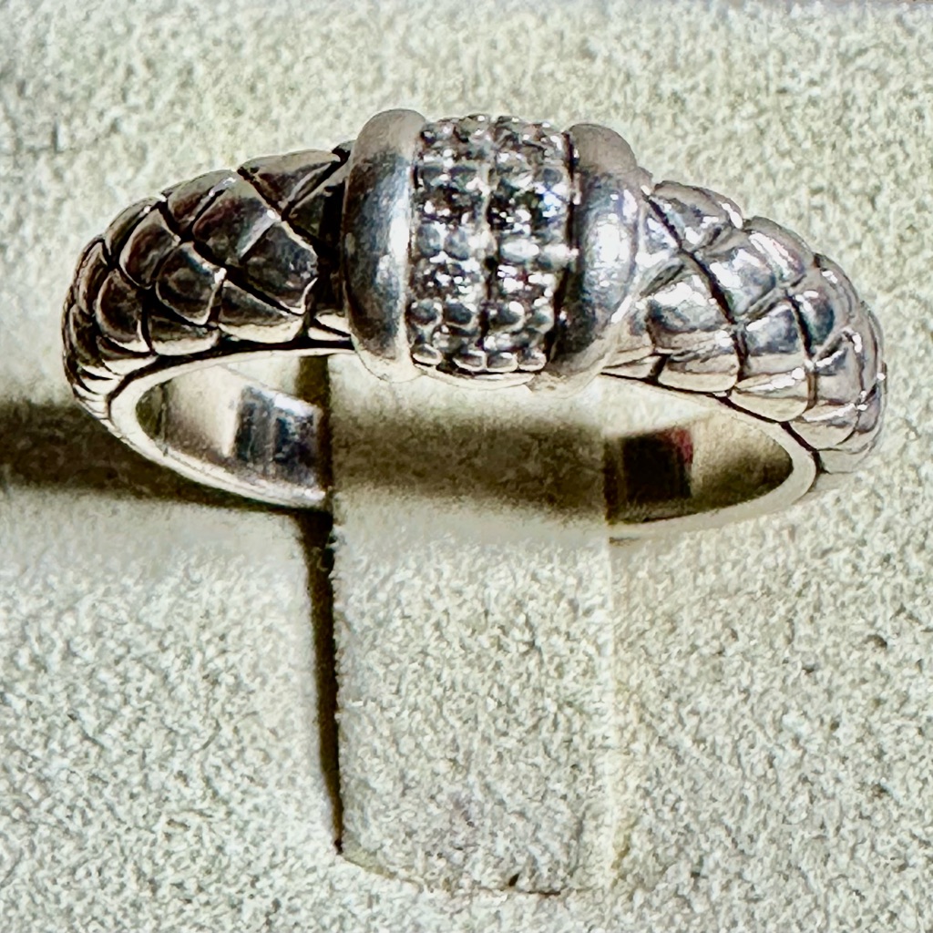 Scott Kay 925 Silver Quilted Diamond Ring Size 7 #45